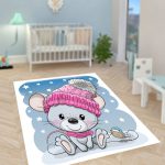 طرح کودک خرس در برف