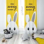 پرده چاپی کودک زرد خرگوشی